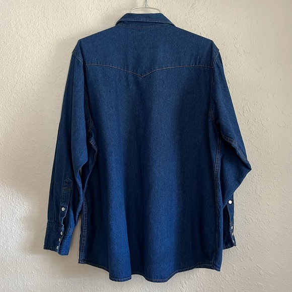 Cowboy Authentic Workwear Mens Blue Denim Shirt Size XXL Button Down Long Sleeve - Picture 2 of 15